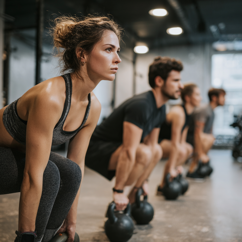 Група хора правят упражнения на открито